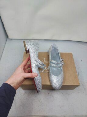 Christian Louboutin Silver Strass Sweet Jane Bridal Wedding Flat Shoe